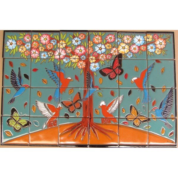 Talavera High Relief Mural Pajaros 3